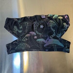 NWOT Club Exx Reflective Mushroom Strapless Cut Out Crop Top: S